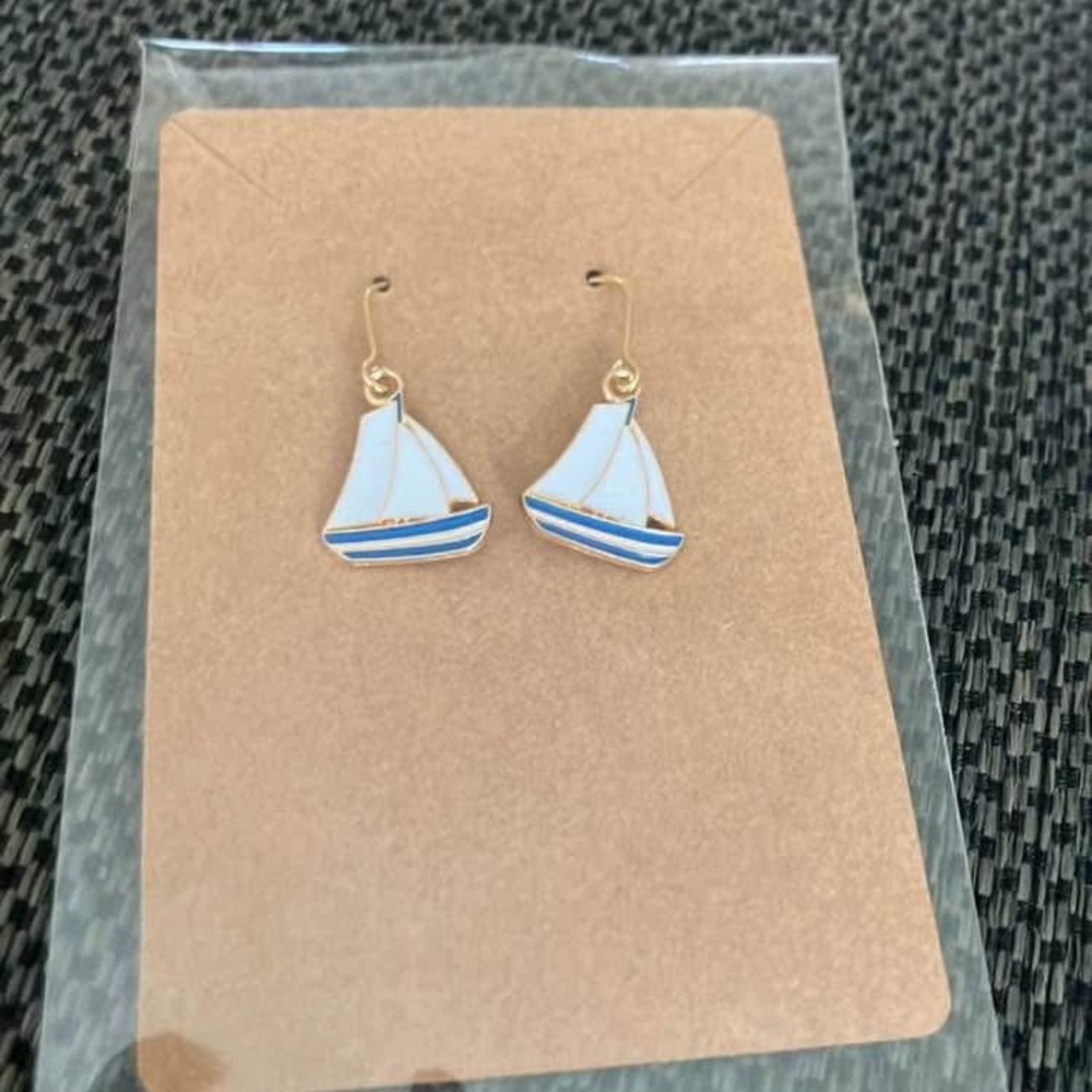 Sailboat Earrings - White and Blue